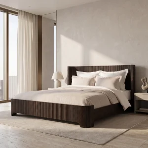 Nodi Black Oak Wooden Bed Frame - 4