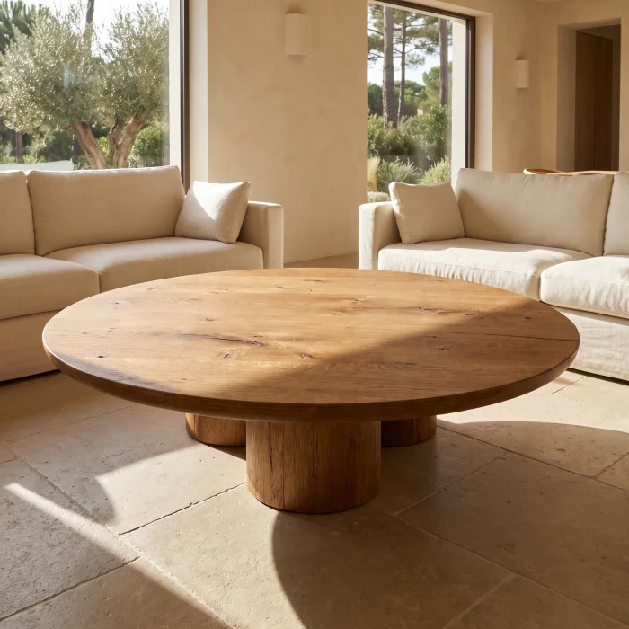 Nora Brown Oak Wood Coffee Table - 2