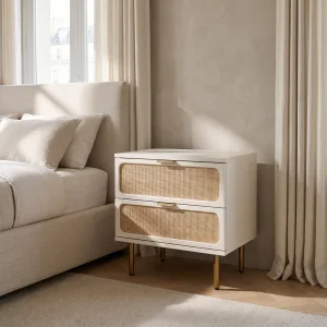 Noras Wicker Wood Nightstand - 3