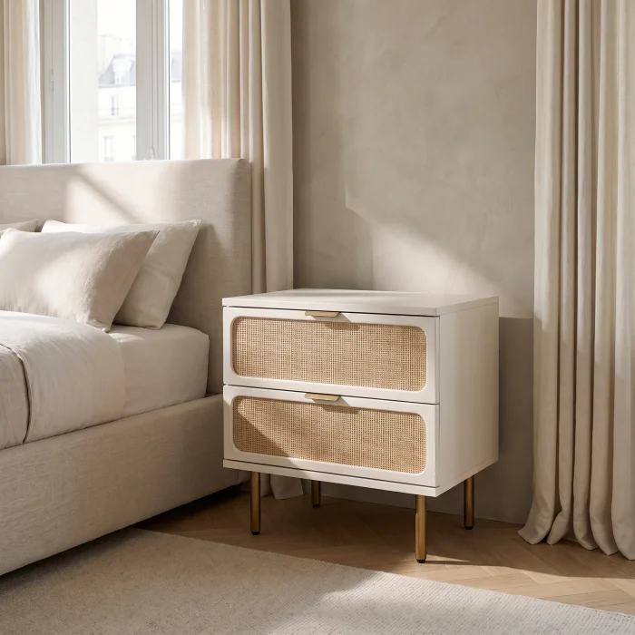 Noras Wicker Wood Nightstand - 3
