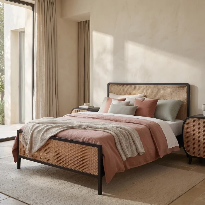 Noras Cane Wood Bed Frame - 2