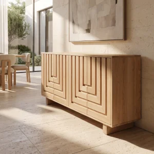 Normandy Natural Oak Horizontal Wooden Sideboard - 4