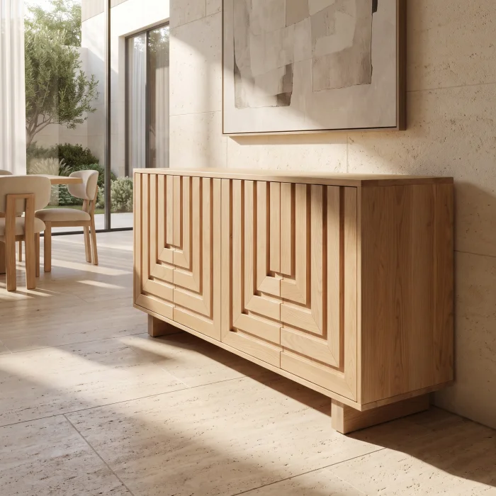Normandy Natural Oak Horizontal Wooden Sideboard - 4