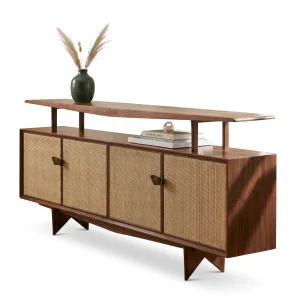 Pegion Woven Rattan Wood TV Stand - 1