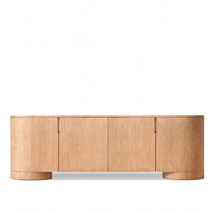 Poseidon Light Oak Wood 4-Door TV Unit - 2