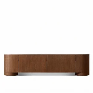 Poseidon Brown Oak Wood 6-Door TV Unit - 1