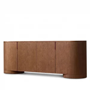 Poseidon Brown Oak Wood 4-Door TV Unit - 1