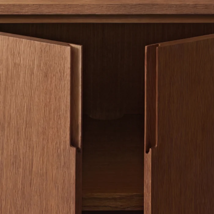 Poseidon Brown Oak Wood 4-Door TV Unit - 3