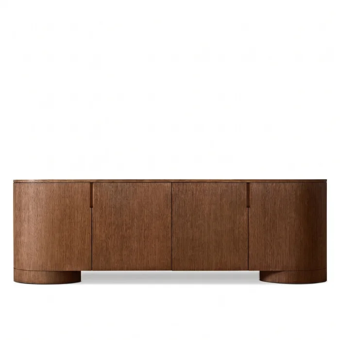 Poseidon Brown Oak Wood 4-Door TV Unit - 4