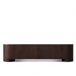 Poseidon Dark Brown Oak Wood 6-Door TV Unit - 1