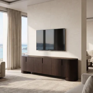 Poseidon Dark Brown Oak Wood 6-Door TV Unit - 2