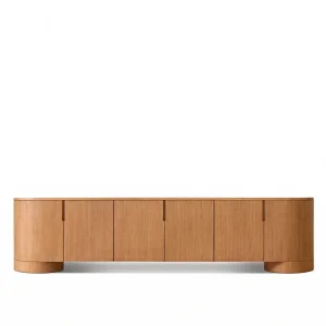 Poseidon Natural Oak Wood 6-Door TV Unit - 1