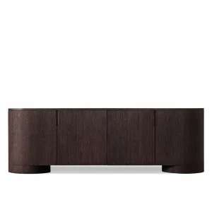 Poseidon Black Oak Wood 4-Door TV Unit - 2