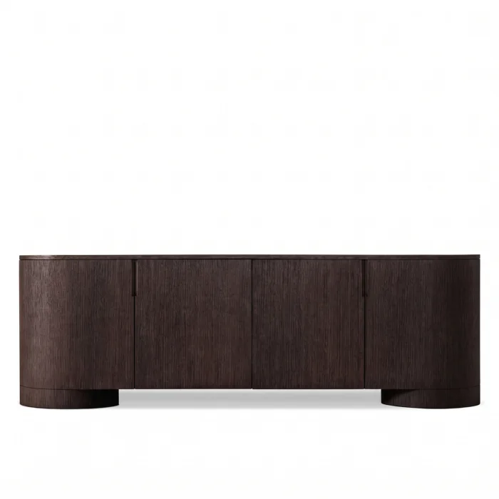 Poseidon Black Oak Wood 4-Door TV Unit - 2
