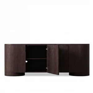 Poseidon Black Oak Wood 4-Door TV Unit - 4