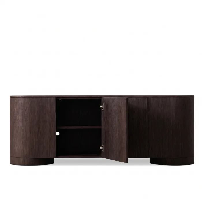 Poseidon Black Oak Wood 4-Door TV Unit - 4