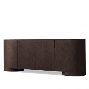 Poseidon Black Oak Wood 4-Door TV Unit - 1