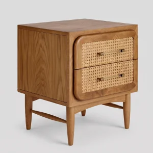 Rosaline Cane Wood Bedside Table - 1