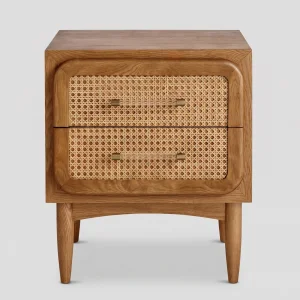 Rosaline Cane Wood Bedside Table - 2