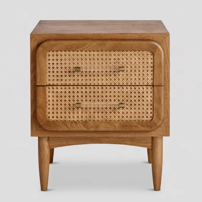 Rosaline Cane Wood Bedside Table - 2
