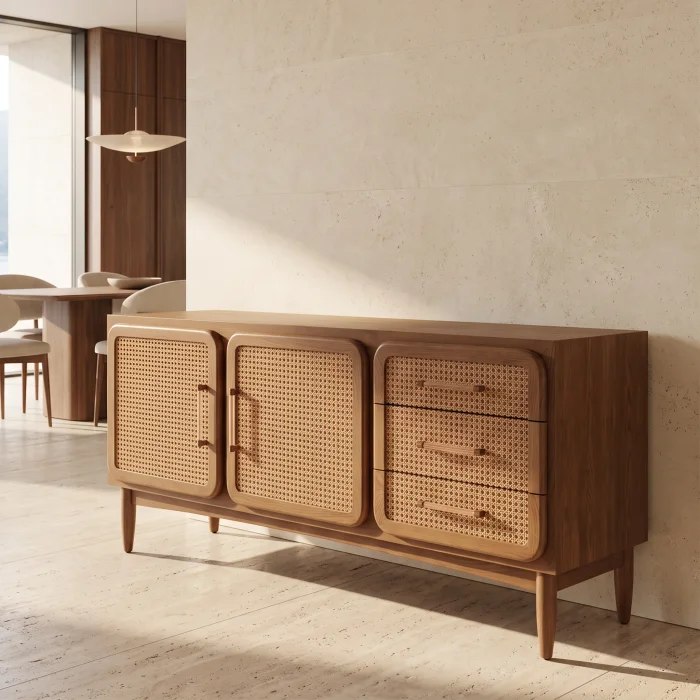 Rosaline Cane Wood Sideboard - 3