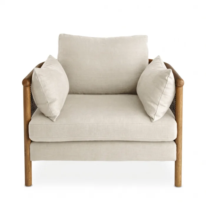 Soffy Cane Wood Armchair - 2