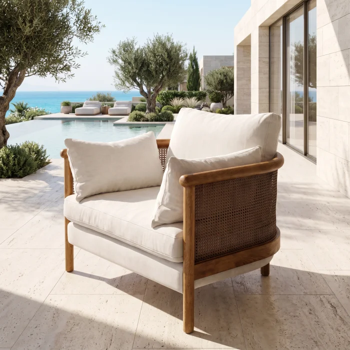 Soffy Cane Wood Armchair - 5