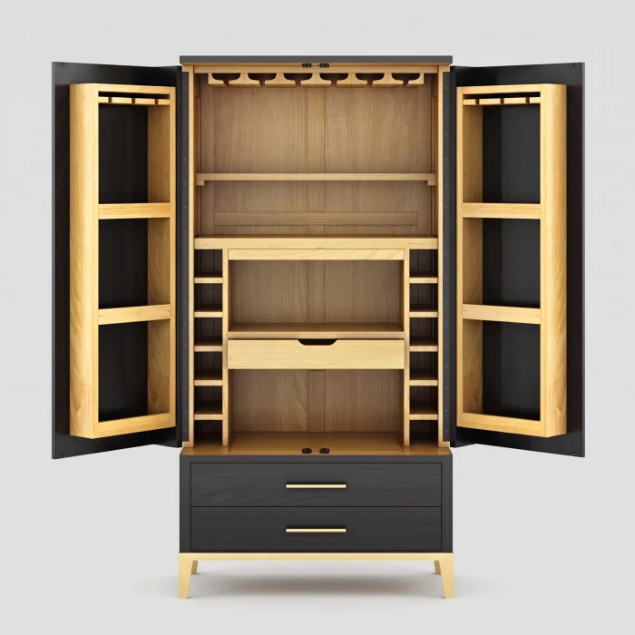 Tack Solid Wood Wine Cabinet - 2