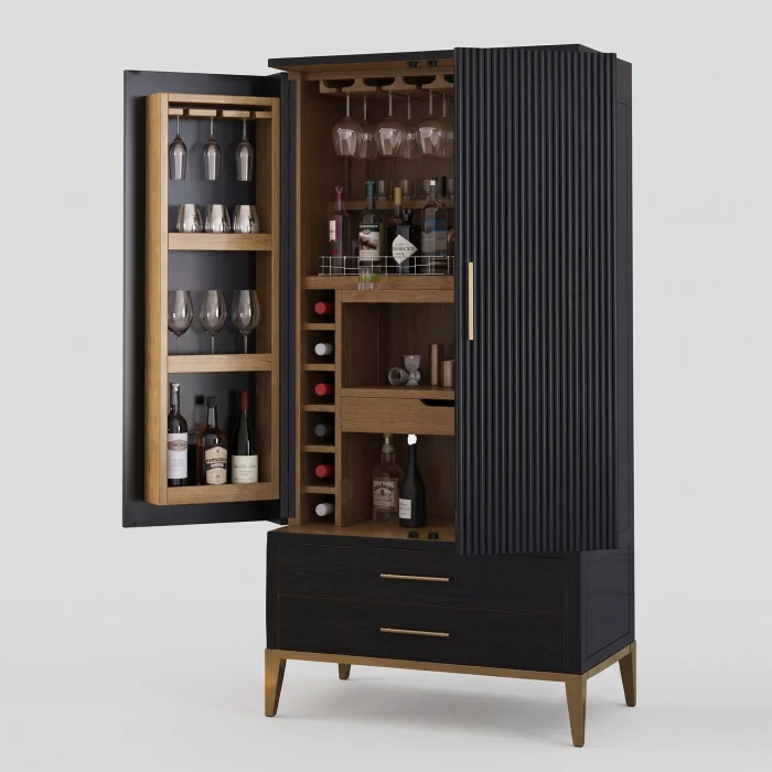 Tack Solid Wood Wine Cabinet - 4