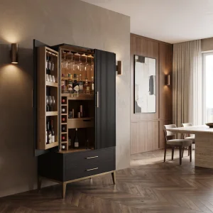 Tack Solid Wood Wine Cabinet - 5