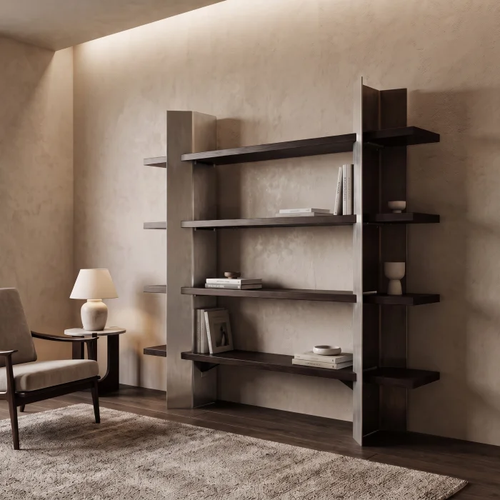 Varen Wooden Metal Bookshelf - 4