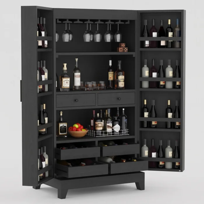 Vitae Solid Wood Wine Cabinet - 2
