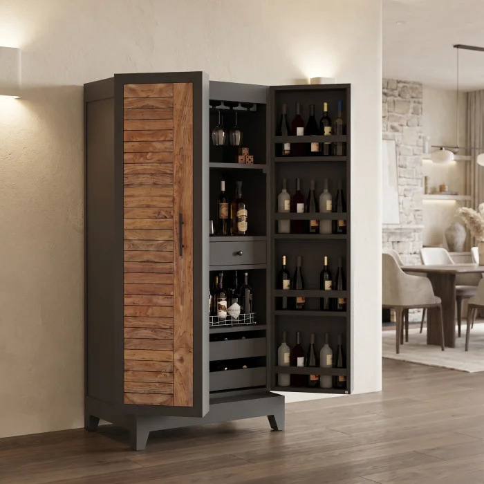 Vitae Solid Wood Wine Cabinet - 4