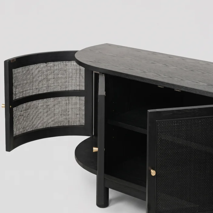 Zen Rattan Detailed Wooden TV Unit - 4