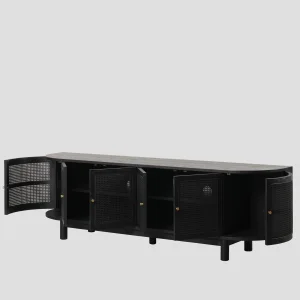 Zen Rattan Detailed Wooden TV Unit - 2