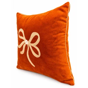 Orange Bow Embroidered Cushion Cover - 3