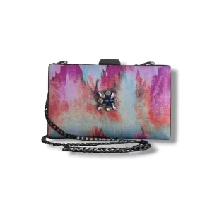 Crystal Stone Silk Fabric Clutch and Shoulder Bag - 3