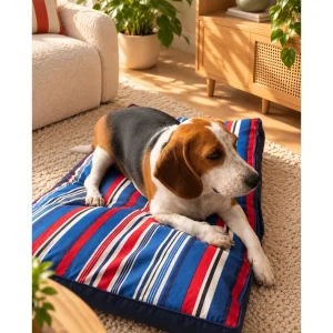 Retro Stripe Navy Kedi ve Köpek Yatağı - 2