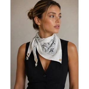 Ivory Paisley Charm Detaylı Fular - 1