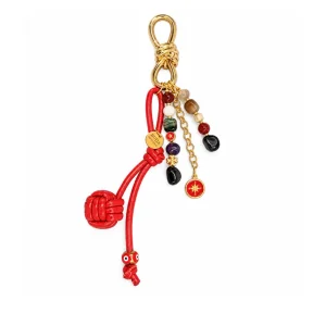 Doğal Taşlı Kırmızı Lucky Charm Çanta Aksesuarı - 1