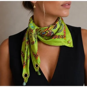 Lime Paisley Charm Fular - 1