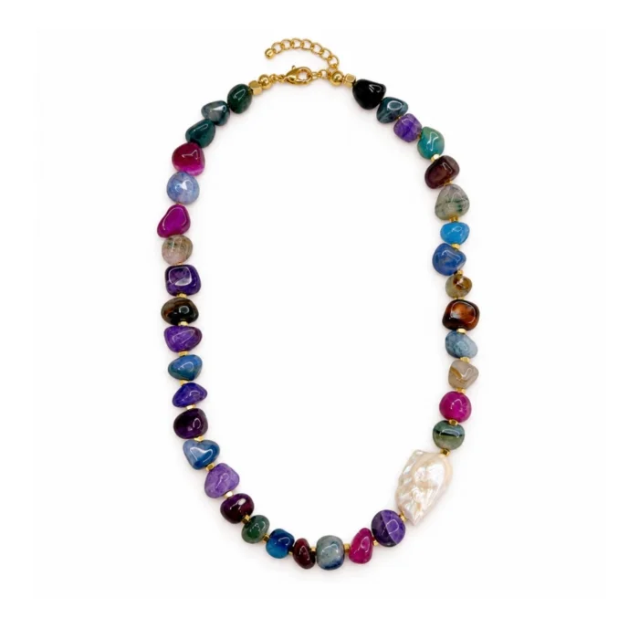 Baroque Pearl Multicolor Natural Stone Necklace - 1