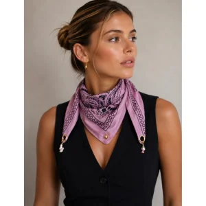 Rose Paisley Charm Detaylı Fular - 1