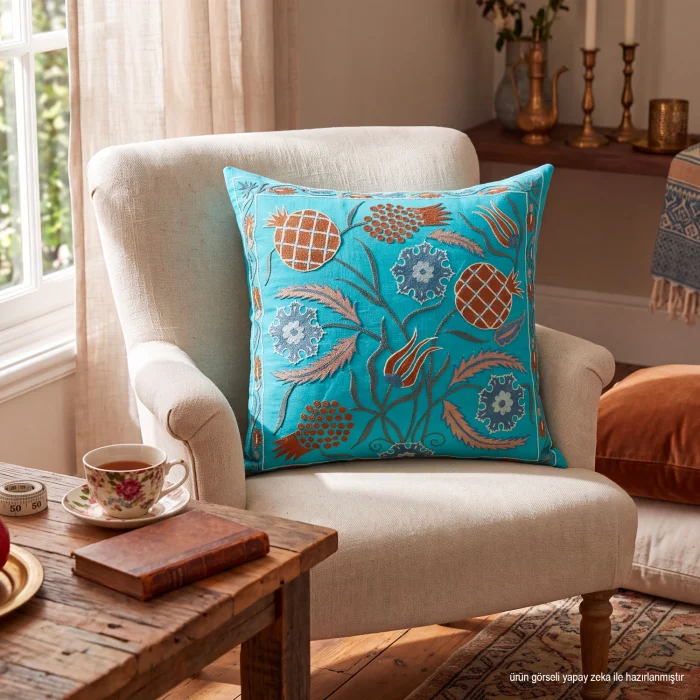 Tuvan Handmade Suzani Cushion 50x50 cm - 5