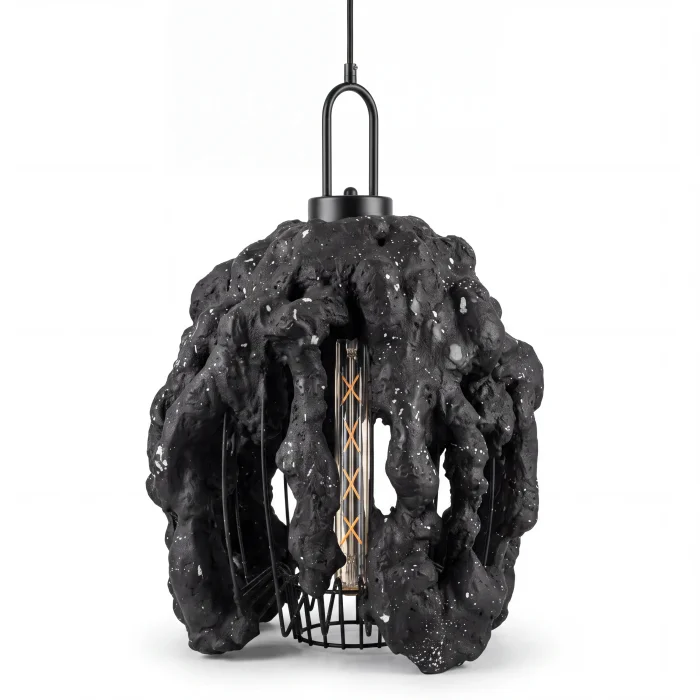 Obsidian Siyah Dekoratif Beton Avize - 1