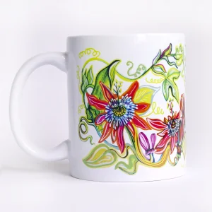 Passiflora and Birds Patterned Porcelain Mug - 2