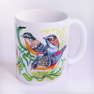Passiflora and Birds Patterned Porcelain Mug - 6