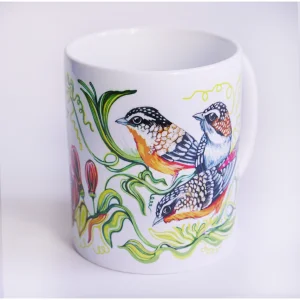 Passiflora and Birds Patterned Porcelain Mug - 7