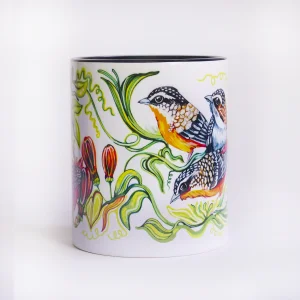 Pasiflora and Birds Illustration Porcelain Mug - 7