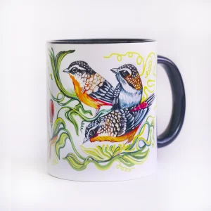Pasiflora and Birds Illustration Porcelain Mug - 5